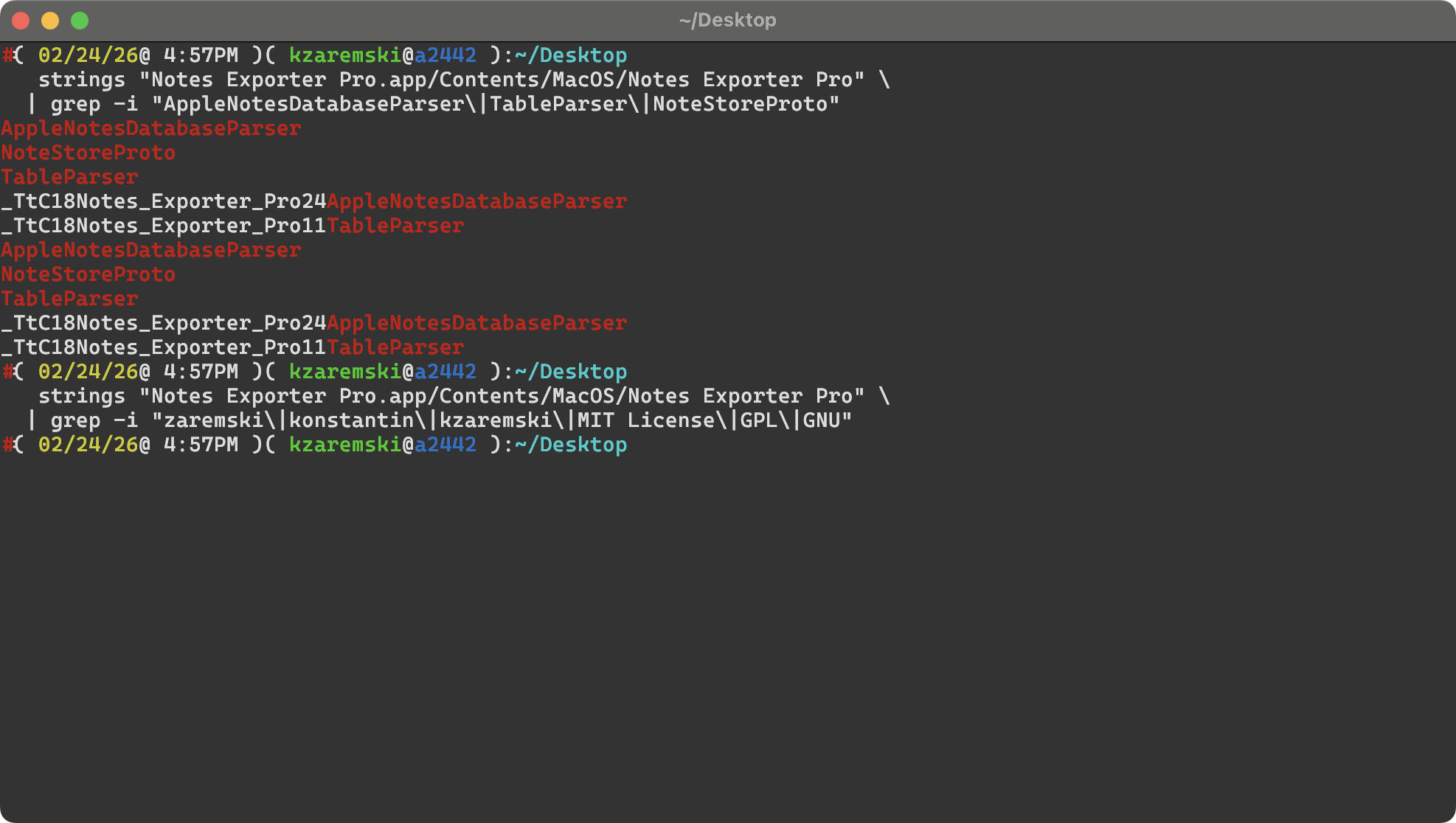 Class names found, attribution search returns nothing